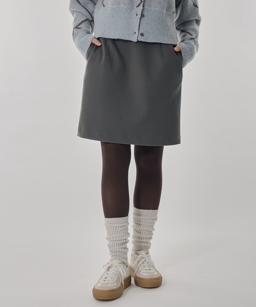 Perushu（ペルーシュ）の「ウールタッチストレートミニスカート（スカート・レディース・ライトグレー/ライトブラウン/チャコールグレー・SMALL/MEDIUM）」の2枚目の写真
