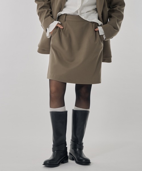 Perushu（ペルーシュ）の「ウールタッチストレートミニスカート（スカート・レディース・ライトグレー/ライトブラウン/チャコールグレー・SMALL/MEDIUM）」の3枚目の写真