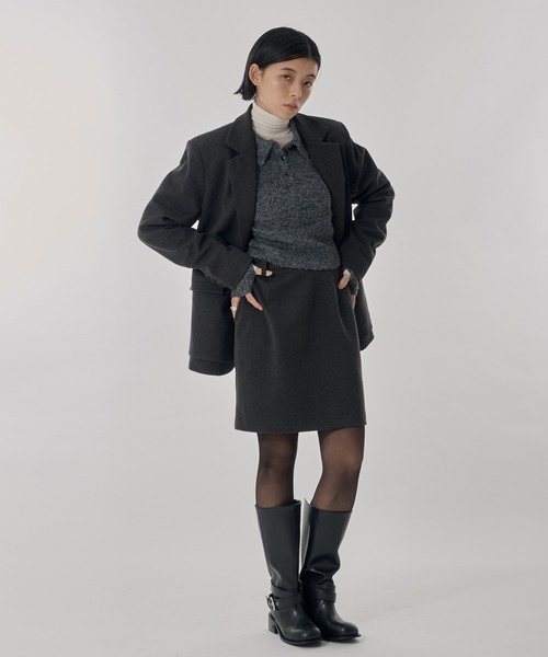 Perushu（ペルーシュ）の「ウールタッチストレートミニスカート（スカート・レディース・ライトグレー/ライトブラウン/チャコールグレー・SMALL/MEDIUM）」の9枚目の写真