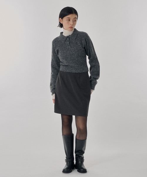 Perushu（ペルーシュ）の「ウールタッチストレートミニスカート（スカート・レディース・ライトグレー/ライトブラウン/チャコールグレー・SMALL/MEDIUM）」の10枚目の写真