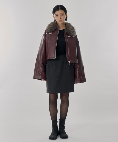 Perushu（ペルーシュ）の「ウールタッチストレートミニスカート（スカート・レディース・ライトグレー/ライトブラウン/チャコールグレー・SMALL/MEDIUM）」の22枚目の写真