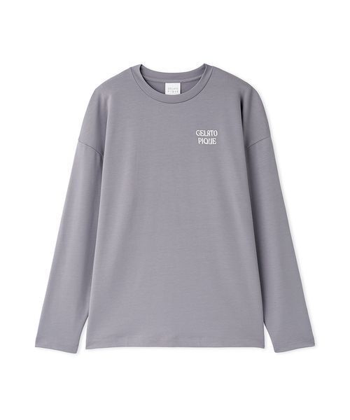GELATO PIQUE 長袖・半袖ルームウェアセット グレー gelato pique（ジェラートピケ）の「インレイロゴロンT（ルームウェア