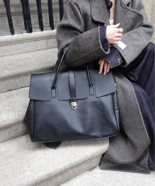 unnu(ユヌ)の「フラップPUラージボストン(ボストンバッグ・レディース・ブラック/ブラウン・F)」の15枚目の写真