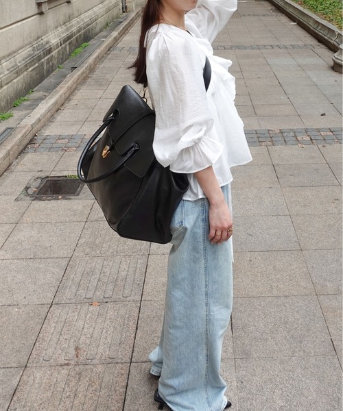unnu(ユヌ)の「フラップPUラージボストン/トラベルバッグ(ボストンバッグ・レディース・ブラック/ブラウン・F)」の18枚目の写真