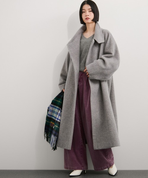 JURGEN LEHL ダークグレー 刺繍入り ロングコート 新品未使用♡ プラネット刺しゅうのコートとドレス | Jurgen Lehl etc.