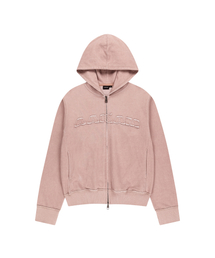 Logo Patch Zip-Up Hoodie (Pink)