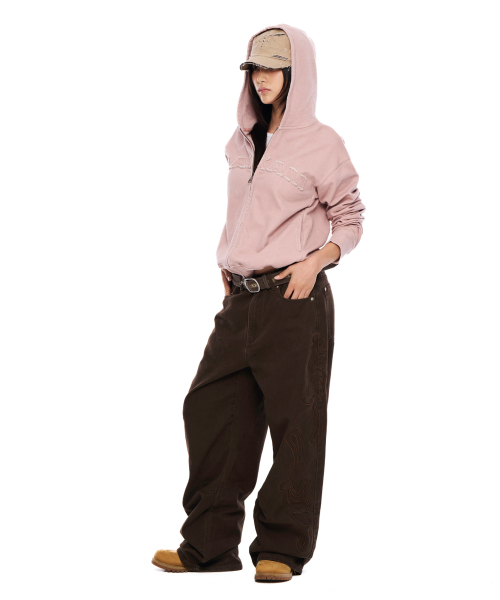 AAKAM（アーカム）の「Logo Patch Zip-Up Hoodie (Pink)（パーカー・レディース・その他・2/1）」の3枚目の写真