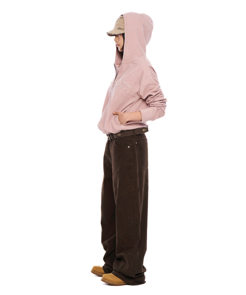 AAKAM（アーカム）の「Logo Patch Zip-Up Hoodie (Pink)（パーカー・レディース・その他・2/1）」の5枚目の写真