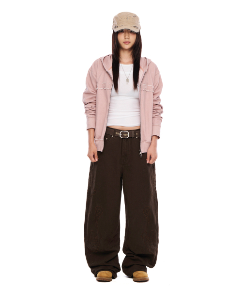 AAKAM（アーカム）の「Logo Patch Zip-Up Hoodie (Pink)（パーカー・レディース・その他・2/1）」の6枚目の写真