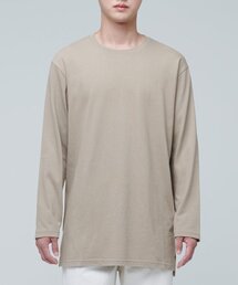 レイヤードクルーネック長袖Tシャツ_ロング丈 [ダスティベージュ]