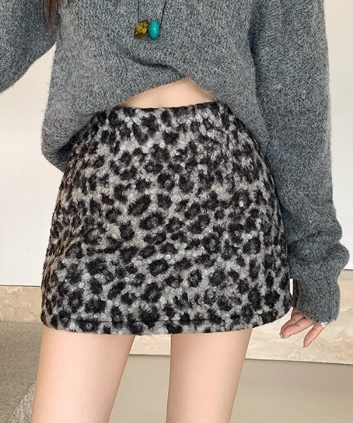 Vipoa(ヴィポア)の「Leopard Terry Mini Skirt(スカート・レディース・グレー/ブラウン・FREE)」の1枚目の写真