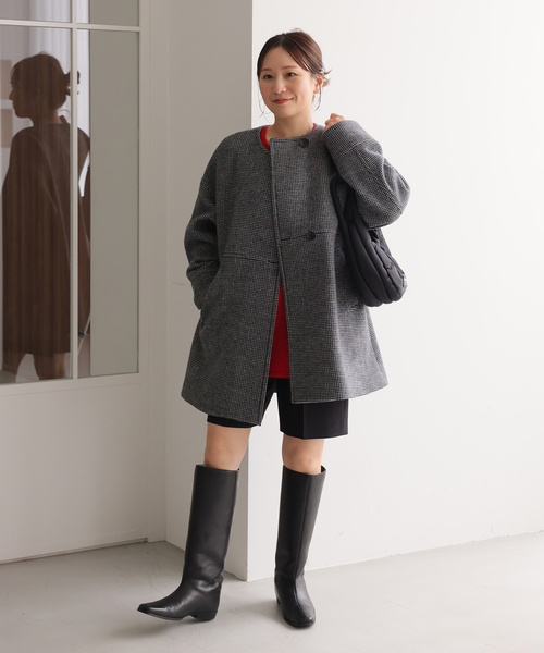 く*ー様 23AW✨ジャーナルスタンダード　スーパー140ビーバーノーカラーショ 追加2》スーパー140ビーバーノーカラーコート（ノーカラーコート