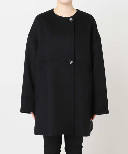 追加2》スーパー140ビーバーノーカラーミドルコート（ノーカラーコート