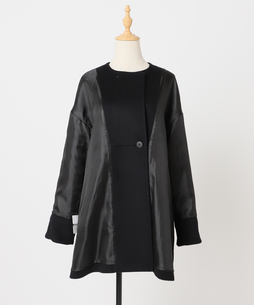 追加2》スーパー140ビーバーノーカラーミドルコート（ノーカラーコート