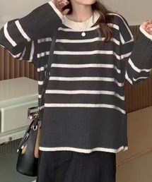 リブボーダートップス