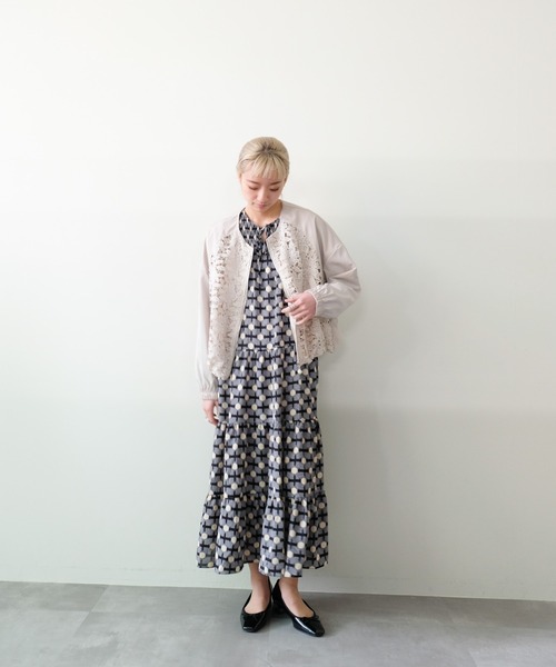 DOLLUPOOPS（ドールアップウップス）の「ジオメトリックプリントティアードワンピース（Tシャツ/カットソー・レディース・グリーン/ブラック・FREE）」の17枚目の写真