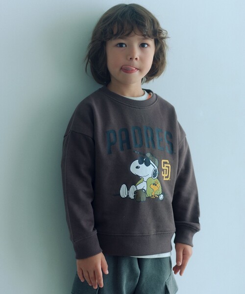 green label relaxing（グリーンレーベルリラクシング）の「＜PEANUTS＞コラボレーション MLB 裏毛 スウェット /トレーナー / キッズ  100cm-130cm（スウェット・キッズ・ライトグレー/ダークブラウン/ネイビー・110cm/130cm/100cm/120cm）」の3枚目の写真