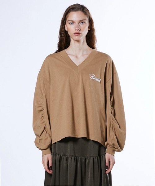 DOUBLE STANDARD CLOTHING(ダブルスタンダードクロージング)の「コットン天竺 ギャザートップス(スウェット・レディース・オフホワイト/ベージュ・FREE)」の2枚目の写真