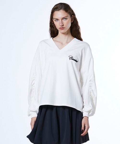 DOUBLE STANDARD CLOTHING(ダブルスタンダードクロージング)の「コットン天竺 ギャザートップス(スウェット・レディース・オフホワイト/ベージュ・FREE)」の1枚目の写真