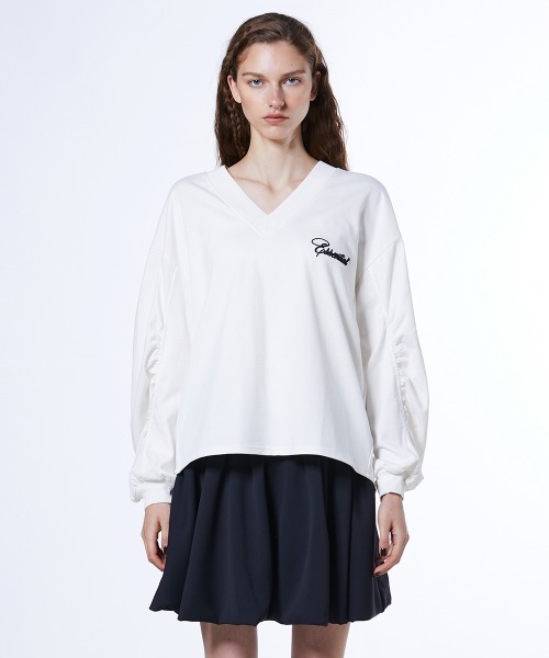 DOUBLE STANDARD CLOTHING(ダブルスタンダードクロージング)の「コットン天竺 ギャザートップス(スウェット・レディース・オフホワイト/ベージュ・FREE)」の5枚目の写真