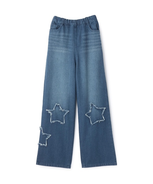 by LOVEiT（バイラビット）の「スターパッチデニムパンツ（デニムパンツ・キッズ・ブラック/ブルー・140cm/160cm/120cm/130cm/150cm）」の2枚目の写真