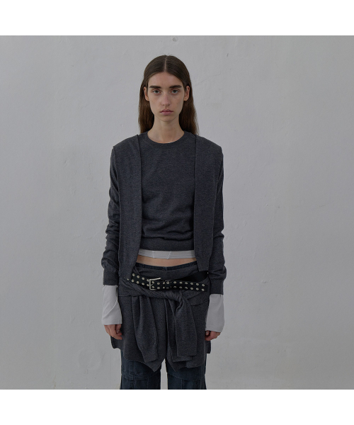 LCDC TM(エルシーディーシーティーエム)の「TIED DETAIL LAYERED KNIT SKIRT (MELANGE GREY)(ニット/セーター・レディース・その他・SMALL/MEDIUM)」の2枚目の写真