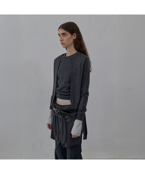 LCDC TM(エルシーディーシーティーエム)の「TIED DETAIL LAYERED KNIT SKIRT (MELANGE GREY)(ニット/セーター・レディース・その他・SMALL/MEDIUM)」の3枚目の写真