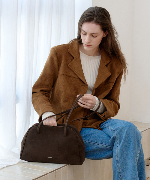 MONOROW スエード ハンドバッグ ブラウン MONOROW スエード ハンドバッグ ブラウン