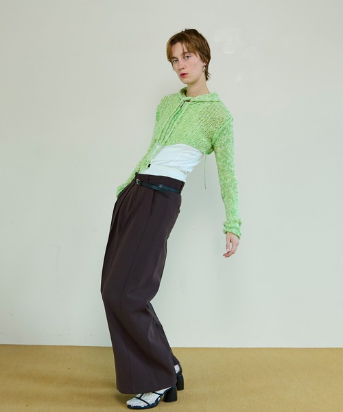 MAISON SPECIAL(メゾンスペシャル)の「Zip Short Cardigan with Babouche Collar/バブーシュカ付ジップショートカーディガン(カーディガン/ボレロ・レディース・グリーン/オレンジ/グレー/ブラック・FREE)」の6枚目の写真