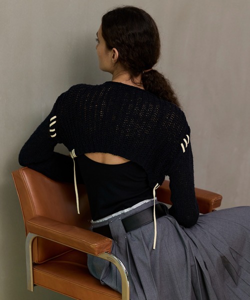 MAISON SPECIAL(メゾンスペシャル)の「Zip Short Cardigan with Babouche Collar/バブーシュカ付ジップショートカーディガン(カーディガン/ボレロ・レディース・グリーン/オレンジ/グレー/ブラック・FREE)」の12枚目の写真