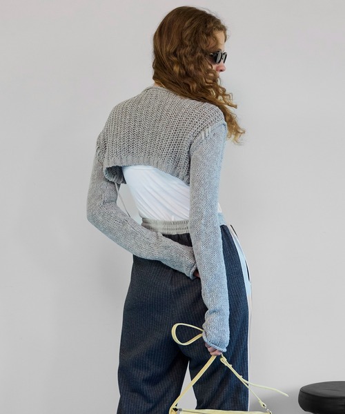 MAISON SPECIAL(メゾンスペシャル)の「Zip Short Cardigan with Babouche Collar/バブーシュカ付ジップショートカーディガン(カーディガン/ボレロ・レディース・グリーン/オレンジ/グレー/ブラック・FREE)」の16枚目の写真