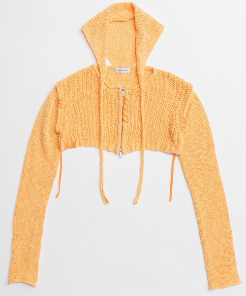MAISON SPECIAL(メゾンスペシャル)の「Zip Short Cardigan with Babouche Collar/バブーシュカ付ジップショートカーディガン(カーディガン/ボレロ・レディース・グリーン/オレンジ/グレー/ブラック・FREE)」の21枚目の写真