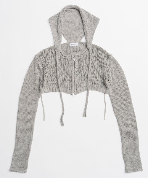 MAISON SPECIAL(メゾンスペシャル)の「Zip Short Cardigan with Babouche Collar/バブーシュカ付ジップショートカーディガン(カーディガン/ボレロ・レディース・グリーン/オレンジ/グレー/ブラック・FREE)」の19枚目の写真