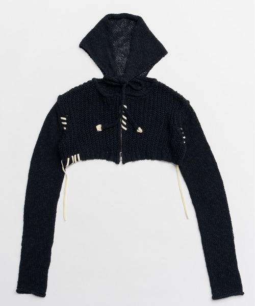 MAISON SPECIAL(メゾンスペシャル)の「Zip Short Cardigan with Babouche Collar/バブーシュカ付ジップショートカーディガン(カーディガン/ボレロ・レディース・グリーン/オレンジ/グレー/ブラック・FREE)」の20枚目の写真