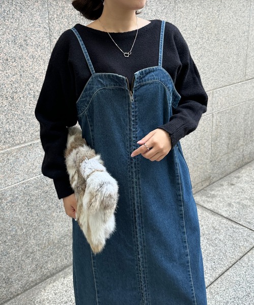 RANAN（ラナン）の「フロントジップデニムジャンスカ（ワンピース・レディース・ブルー/グレー/ネイビー・L/LL/M/S）」の4枚目の写真