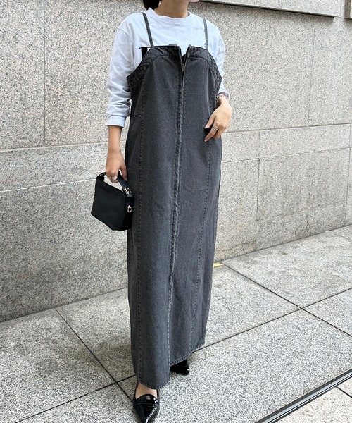 RANAN（ラナン）の「フロントジップデニムジャンスカ（ワンピース・レディース・ブルー/グレー/ネイビー・L/LL/M/S）」の6枚目の写真