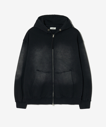 ECORR（エコル）の「ヴィンテージウォッシュサムホールフードジップアップ_ブラック（パーカー）」