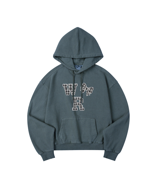 WILDROCK(ワイルドロック)の「ホリシーシュチェックリボンピグメントオーバーサイズフード_5 COL(パーカー・レディース・ライトグレー/ピンク/ブルー/ダークカーキ/チャコール・SMALL/MEDIUM/LARGE/X-SMALL)」の4枚目の写真