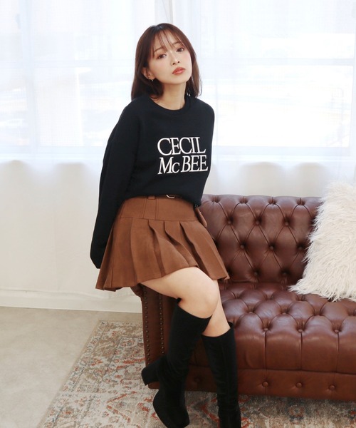 CECIL McBEE（セシルマクビー）の「チャームベルト付きプリーツスカパン（スカート・レディース・ダークベージュ/ブラウン/ブラック・MEDIUM）」の10枚目の写真