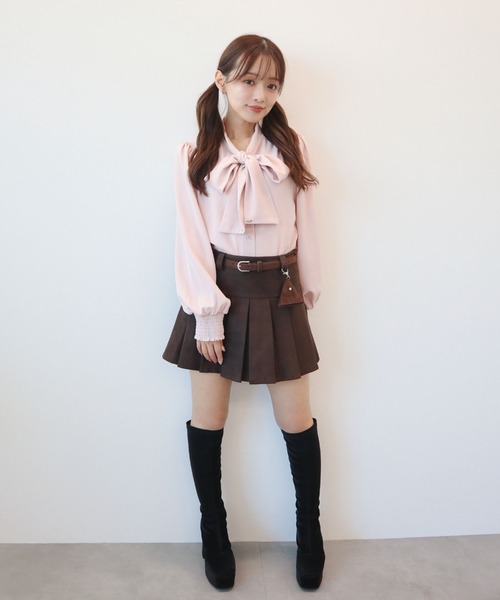 CECIL McBEE（セシルマクビー）の「チャームベルト付きプリーツスカパン（スカート・レディース・ダークベージュ/ブラウン/ブラック・MEDIUM）」の14枚目の写真