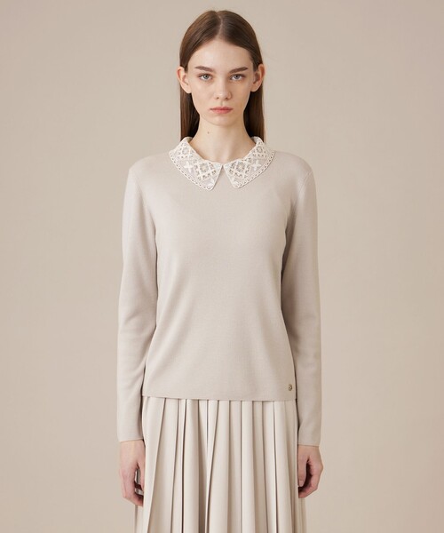 MACKINTOSH LONDON(マッキントッシュ ロンドン)の「レースカラーコンビニットプルオーバー(ニット/セーター・レディース・ベージュ/ブラック・38/40)」の7枚目の写真