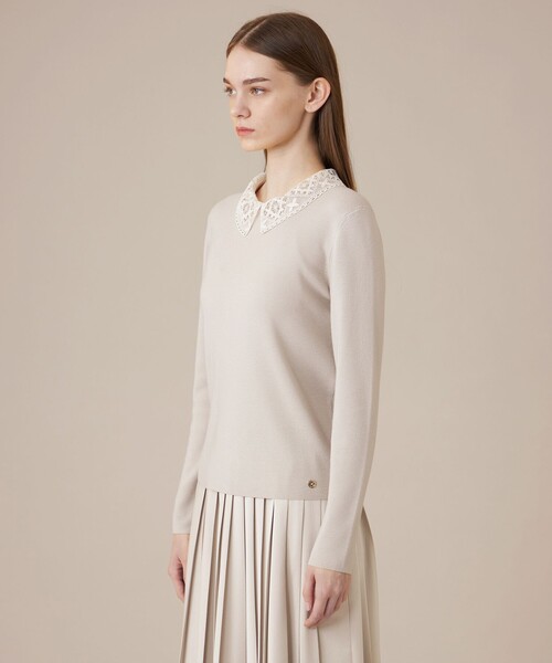 MACKINTOSH LONDON(マッキントッシュ ロンドン)の「レースカラーコンビニットプルオーバー(ニット/セーター・レディース・ベージュ/ブラック・38/40)」の8枚目の写真