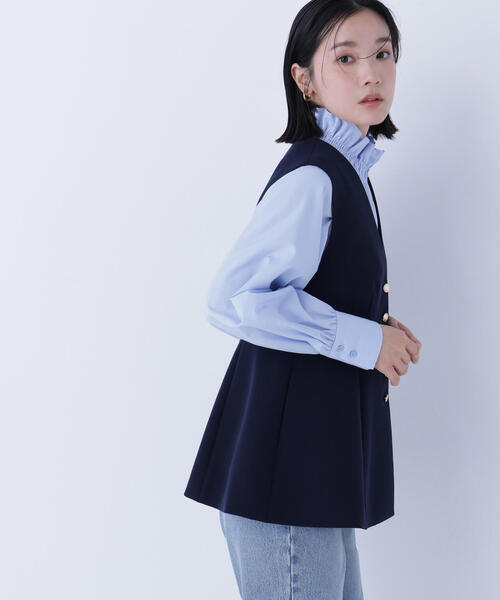 NATURAL BEAUTY BASIC(ナチュラルビューティーベーシック)の「◇フロントボタンペプラムジレ SETUP(その他アウター・レディース・ブルー/ネイビー/ベージュ・MEDIUM/SMALL)」の8枚目の写真