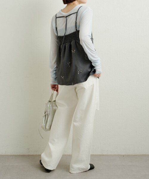 Omekashi（オメカシ）の「ビジューキャミソール（キャミソール・レディース・グレー/オフホワイト/ネイビー・FREE）」の17枚目の写真