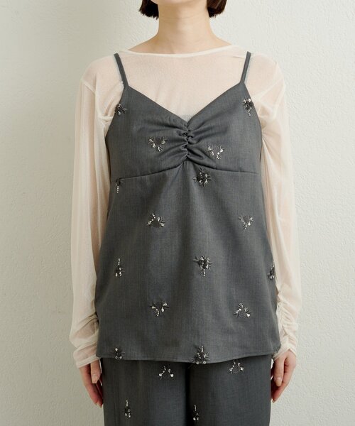 Omekashi（オメカシ）の「ビジューキャミソール（キャミソール・レディース・グレー/オフホワイト/ネイビー・FREE）」の19枚目の写真