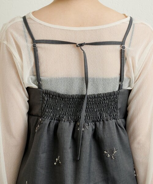 Omekashi（オメカシ）の「ビジューキャミソール（キャミソール・レディース・グレー/オフホワイト/ネイビー・FREE）」の22枚目の写真