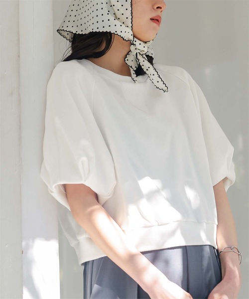 titivate(ティティベイト)の「カットソーパフスリーブトップス(Tシャツ/カットソー・レディース・ホワイト/ダークブラウン/ライトグレー・M/S)」の20枚目の写真