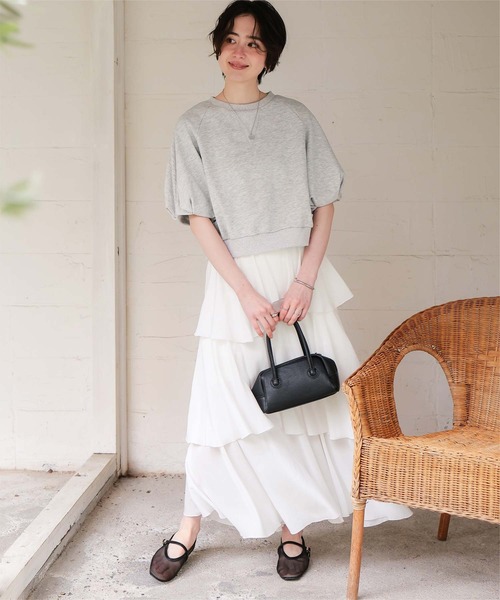 titivate(ティティベイト)の「カットソーパフスリーブトップス(Tシャツ/カットソー・レディース・ホワイト/ダークブラウン/ライトグレー・M/S)」の22枚目の写真