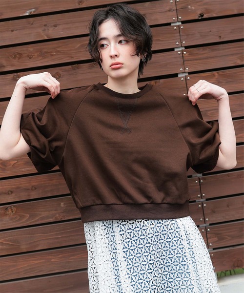 titivate(ティティベイト)の「カットソーパフスリーブトップス(Tシャツ/カットソー・レディース・ホワイト/ダークブラウン/ライトグレー・M/S)」の12枚目の写真