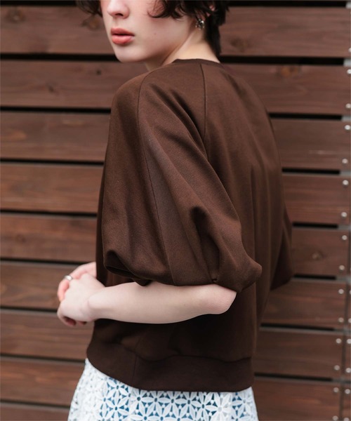 titivate(ティティベイト)の「カットソーパフスリーブトップス(Tシャツ/カットソー・レディース・ホワイト/ダークブラウン/ライトグレー・M/S)」の13枚目の写真